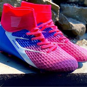 DREAM PAIRS HZ19002K Women’s Pink Blue Soccer Football Cleats Shoe Size 6